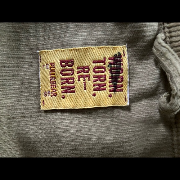 PULL&BEAR Worn Torn and Reborn Tan Corduroy Button Down Jacket - Size EU L - Picture 6 of 9